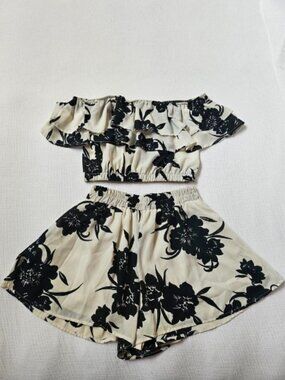 Bo-Bel Two Piece Black & White Floral Set